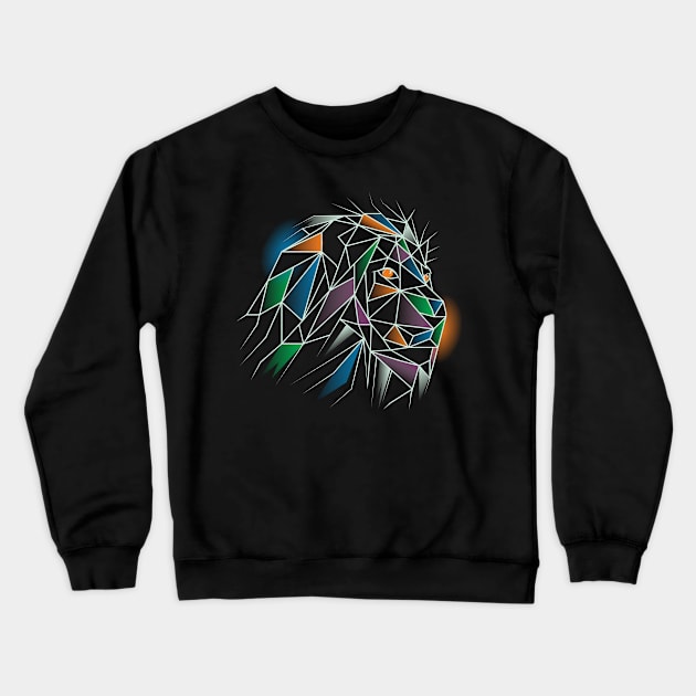 Polygonal Lion Crewneck Sweatshirt by Piercek25